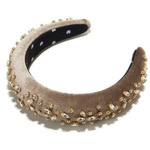 Lele Sadoughi mixed crystal velvet padded headband